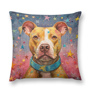 Cosmic Companion Pit Bull Plush Pillow Case-Cushion Cover-Dog Dad Gifts, Dog Mom Gifts, Home Decor, Pillows, Pit Bull-12 "×12 "-1