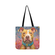 Load image into Gallery viewer, Cosmic Companion Pit Bull Special Lightweight Shopping Tote Bag-Accessories-Accessories, Bags, Dog Dad Gifts, Dog Mom Gifts, Pit Bull-White-ONESIZE-2
