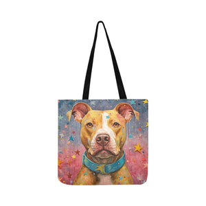 Cosmic Companion Pit Bull Special Lightweight Shopping Tote Bag-Accessories-Accessories, Bags, Dog Dad Gifts, Dog Mom Gifts, Pit Bull-White-ONESIZE-2
