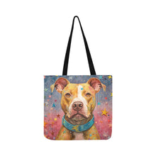 Load image into Gallery viewer, Cosmic Companion Pit Bull Special Lightweight Shopping Tote Bag-Accessories-Accessories, Bags, Dog Dad Gifts, Dog Mom Gifts, Pit Bull-White-ONESIZE-1