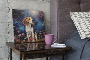 Cosmic Contemplation Beagle Framed Wall Art Poster-Art-Beagle, Dog Art, Home Decor, Poster-Framed Light Canvas-Small - 8x8"-1
