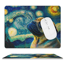 Load image into Gallery viewer, Cosmic Contemplation Pug Leather Mouse Pad-Accessories-Dog Dad Gifts, Dog Mom Gifts, Home Decor, Mouse Pad, Pug-ONE SIZE-White-2