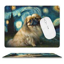 Load image into Gallery viewer, Cosmic Cutie Pekingese Leather Mouse Pad-Accessories-Dog Dad Gifts, Dog Mom Gifts, Home Decor, Mouse Pad, Pekingese-ONE SIZE-White-2
