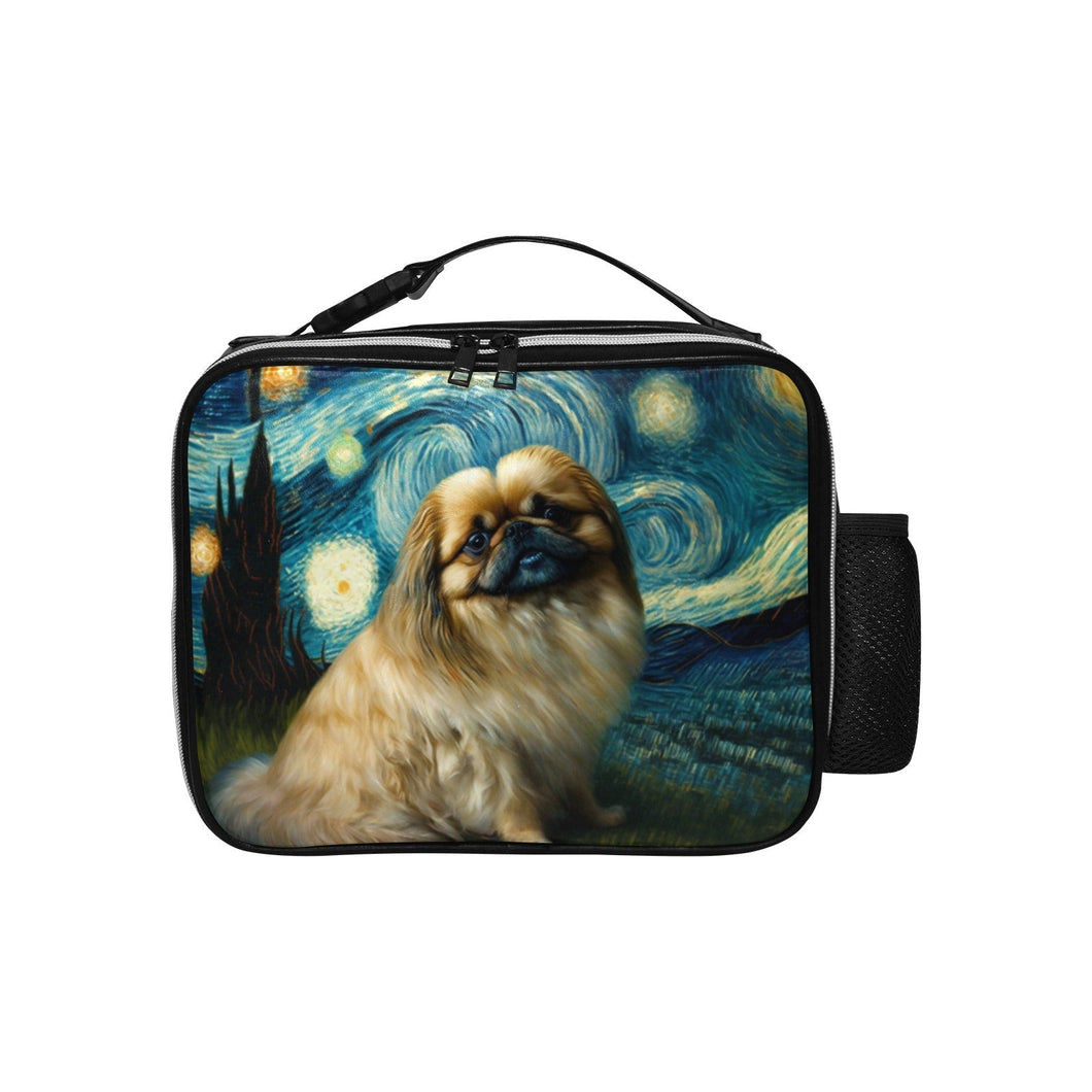 Cosmic Cutie Pekingese Lunch Bag-Accessories-Bags, Dog Dad Gifts, Dog Mom Gifts, Lunch Bags, Pekingese-Black-ONE SIZE-1