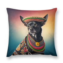 Load image into Gallery viewer, Cowboy Mexicana Black Chihuahua Plush Pillow Case-Chihuahua, Dog Dad Gifts, Dog Mom Gifts, Home Decor, Pillows-2