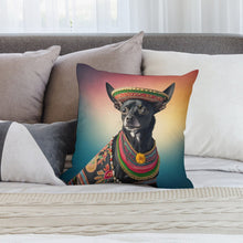 Load image into Gallery viewer, Cowboy Mexicana Black Chihuahua Plush Pillow Case-Chihuahua, Dog Dad Gifts, Dog Mom Gifts, Home Decor, Pillows-3