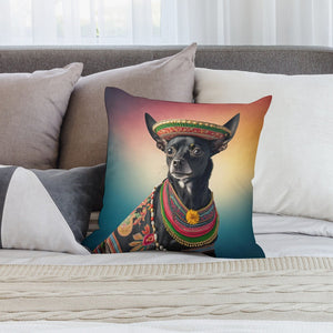 Cowboy Mexicana Black Chihuahua Plush Pillow Case-Chihuahua, Dog Dad Gifts, Dog Mom Gifts, Home Decor, Pillows-3