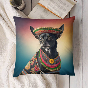 Cowboy Mexicana Black Chihuahua Plush Pillow Case-Chihuahua, Dog Dad Gifts, Dog Mom Gifts, Home Decor, Pillows-6