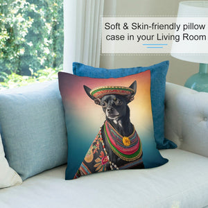 Cowboy Mexicana Black Chihuahua Plush Pillow Case-Chihuahua, Dog Dad Gifts, Dog Mom Gifts, Home Decor, Pillows-7