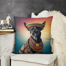 Load image into Gallery viewer, Cowboy Mexicana Black Chihuahua Plush Pillow Case-Chihuahua, Dog Dad Gifts, Dog Mom Gifts, Home Decor, Pillows-8