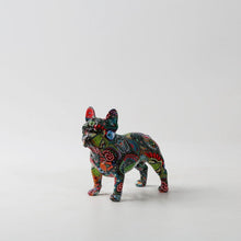 Load image into Gallery viewer, Image of a small french bulldog statue in mesmerizing and kaleidoscopic crayon etching design
