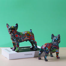 Load image into Gallery viewer, Image of two colorful french bulldog statues