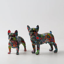 Load image into Gallery viewer, Image of two cutest frenchie statues in mesmerizing and kaleidoscopic crayon etching design