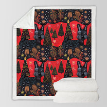 Load image into Gallery viewer, Crimson Christmas Eve Scottish Terriers Soft Warm Fleece Blanket-Blanket-Blankets, Christmas, Dog Dad Gifts, Dog Mom Gifts, Home Decor, Scottish Terrier-10