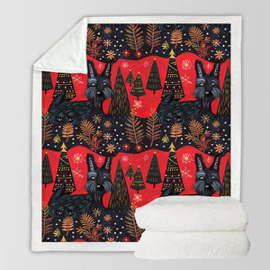 Crimson Christmas Eve Scottish Terriers Soft Warm Fleece Blanket-Blanket-Blankets, Christmas, Dog Dad Gifts, Dog Mom Gifts, Home Decor, Scottish Terrier-10