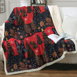 Crimson Christmas Eve Scottish Terriers Soft Warm Fleece Blanket-Blanket-Blankets, Christmas, Dog Dad Gifts, Dog Mom Gifts, Home Decor, Scottish Terrier-12