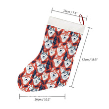 Load image into Gallery viewer, Crimson Christmas Huskys Christmas Stocking-Christmas Ornament-Christmas, Home Decor, Siberian Husky-26X42CM-White-4