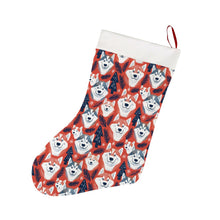 Load image into Gallery viewer, Crimson Christmas Huskys Christmas Stocking-Christmas Ornament-Christmas, Home Decor, Siberian Husky-26X42CM-White-1