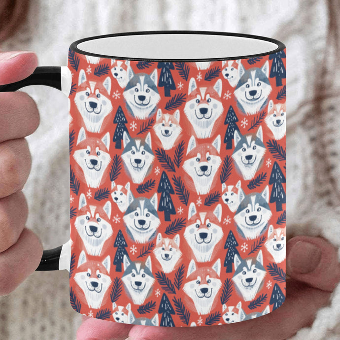 Crimson Christmas Huskys Coffee Mug-White2-ONE SIZE-1