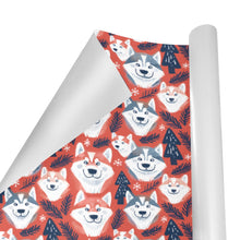 Load image into Gallery viewer, Crimson Christmas Huskys Gift Wrapping Paper - 2 Rolls-Christmas Ornament-Christmas,Siberian Husky,Wrapping Paper-3