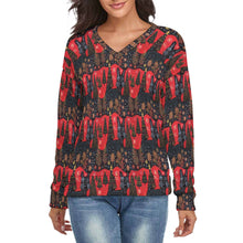 Load image into Gallery viewer, Crimson Eve Scottish Terrier Women's V-Neck Christmas Sweater-Apparel-Apparel,Christmas,Dog Mom Gifts,Scottish Terrier,Sweater,Sweatshirt-S-2