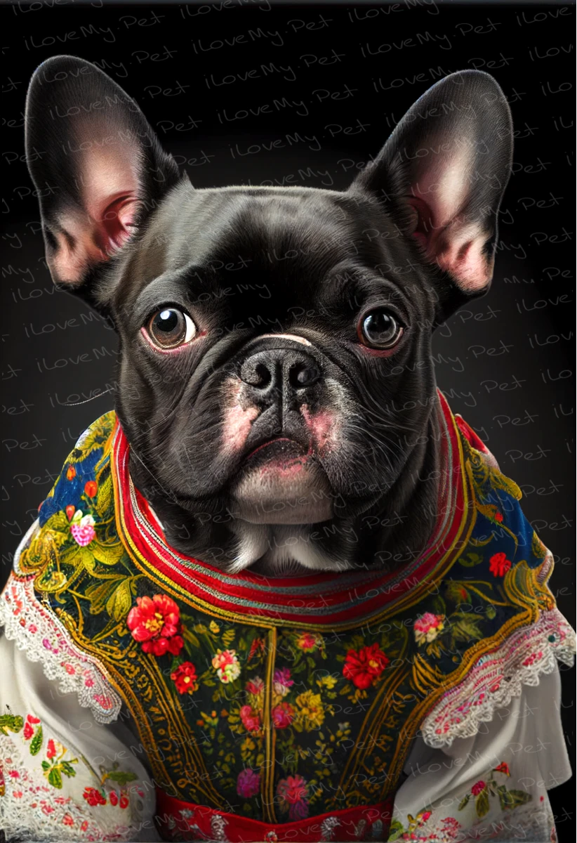 Cultural Elegance Black French Bulldog Wall Art Poster-Art-Dog Art, French Bulldog, Home Decor, Poster-1
