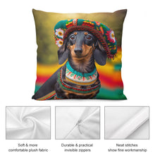 Load image into Gallery viewer, Cultural Tapestry Black Tan Dachshund Plush Pillow Case-Dachshund, Dog Dad Gifts, Dog Mom Gifts, Home Decor, Pillows-3