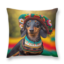Load image into Gallery viewer, Cultural Tapestry Black Tan Dachshund Plush Pillow Case-Dachshund, Dog Dad Gifts, Dog Mom Gifts, Home Decor, Pillows-4