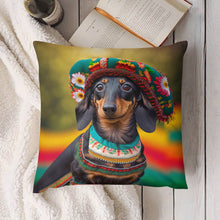 Load image into Gallery viewer, Cultural Tapestry Black Tan Dachshund Plush Pillow Case-Dachshund, Dog Dad Gifts, Dog Mom Gifts, Home Decor, Pillows-6