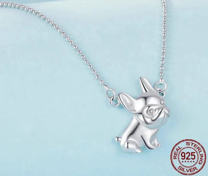 Curious French Bulldog Love Silver Pendant and Necklace-Dog Themed Jewellery-French Bulldog, Jewellery, Necklace-3