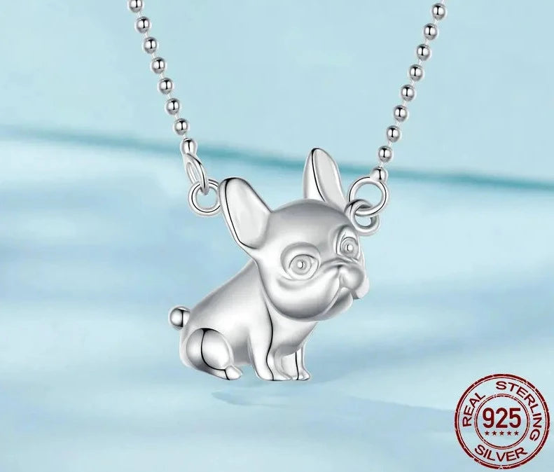 Curious French Bulldog Love Silver Pendant and Necklace-Dog Themed Jewellery-French Bulldog, Jewellery, Necklace-2