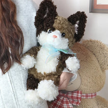 Load image into Gallery viewer, Curly Hair Chocolate and White Cat Plush Toy - Darling Bow Kitty-3