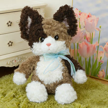 Load image into Gallery viewer, Curly Hair Chocolate and White Cat Plush Toy - Darling Bow Kitty-40 brown bjx-see choose option-1
