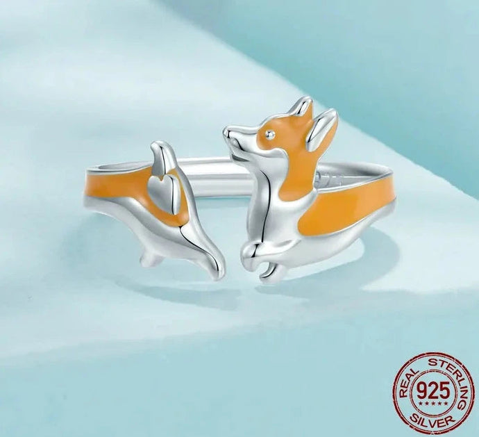 Curvy Corgi Love Silver Ring-Dog Themed Jewellery-Accessories, Corgi, Dog Mom Gifts, Jewellery, Ring-925 Sterling Silver-1