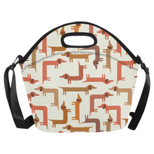 Load image into Gallery viewer, Curvy Dachshund Love Neoprene Lunch Bag-Accessories-Accessories,Bags,Dachshund,Lunch Bags-Ivory Cream-3