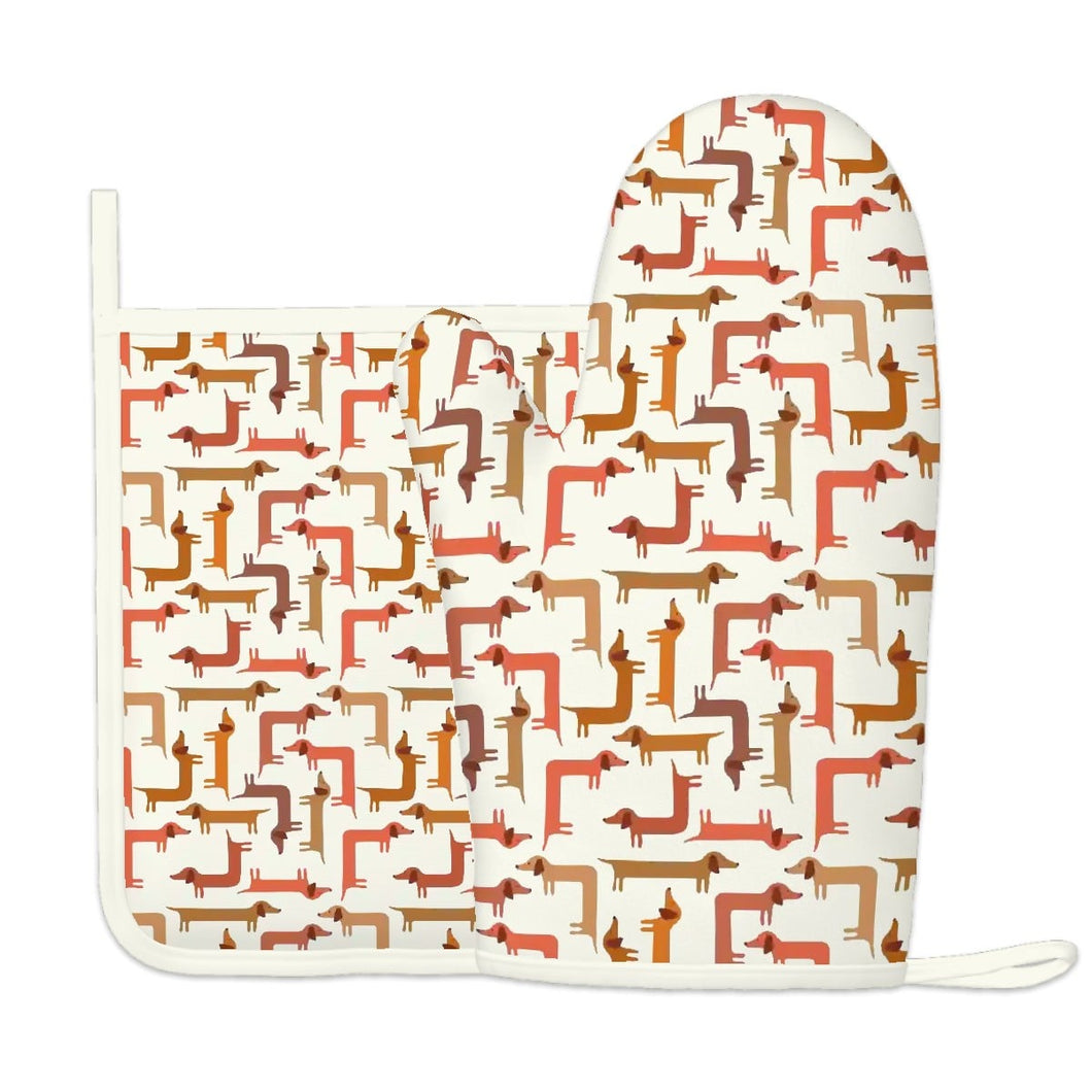 Curvy Dachshund Love Oven Mitts and Pot Holder Set-Kitchen Decor-Accessories,Dachshund,Dog Mom Gifts-8