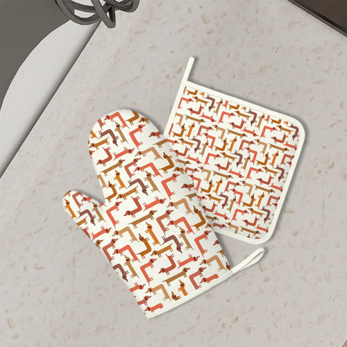 Curvy Dachshund Love Oven Mitts and Pot Holder Set-Kitchen Decor-Accessories,Dachshund,Dog Mom Gifts-1