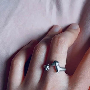 Curvy Dachshund Love Silver Plated Rings-Dog Themed Jewellery-Dachshund, Jewellery, Ring-10