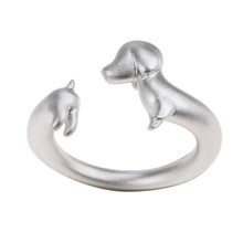 Load image into Gallery viewer, Curvy Dachshund Love Silver Plated Rings-Dog Themed Jewellery-Dachshund, Jewellery, Ring-8
