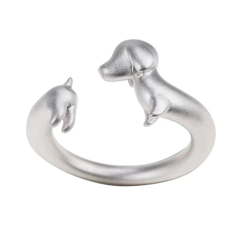 Curvy Dachshund Love Silver Plated Rings-Dog Themed Jewellery-Dachshund, Jewellery, Ring-8
