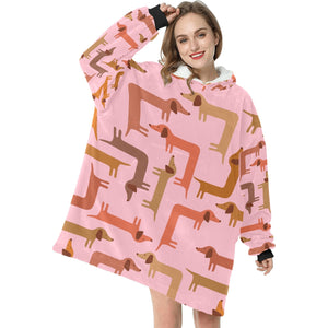 Curvy Dachshunds Love Blanket Hoodie for Women-Apparel-Apparel, Blankets-10