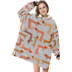Curvy Dachshunds Love Blanket Hoodie for Women-Apparel-Apparel, Blankets-12