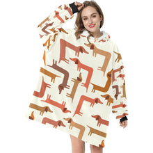 Load image into Gallery viewer, Curvy Dachshunds Love Blanket Hoodie for Women-Apparel-Apparel, Blankets-7