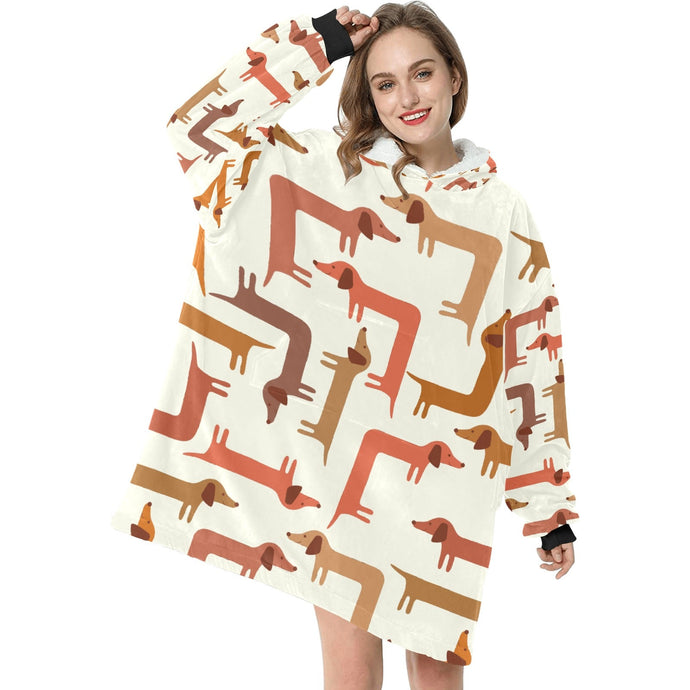 Curvy Dachshunds Love Blanket Hoodie for Women-Apparel-Apparel, Blankets-7