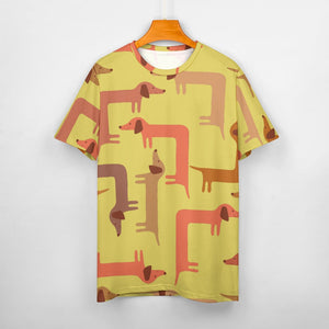 Curvy Dachshunds Love Puzzle All Over Print Women's Cotton T-Shirt - 4 Colors-Apparel-Apparel, Dachshund, Shirt, T Shirt-14