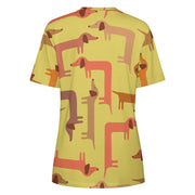 Curvy Dachshunds Love Puzzle All Over Print Women's Cotton T-Shirt - 4 Colors-Apparel-Apparel, Dachshund, Shirt, T Shirt-9