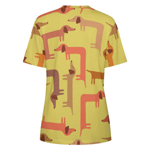 Curvy Dachshunds Love Puzzle All Over Print Women's Cotton T-Shirt - 4 Colors-Apparel-Apparel, Dachshund, Shirt, T Shirt-9