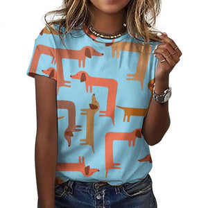 Curvy Dachshunds Love Puzzle All Over Print Women's Cotton T-Shirt - 4 Colors-Apparel-Apparel, Dachshund, Shirt, T Shirt-8