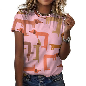 Curvy Dachshunds Love Puzzle All Over Print Women's Cotton T-Shirt - 4 Colors-Apparel-Apparel, Dachshund, Shirt, T Shirt-18