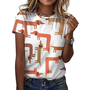 Curvy Dachshunds Love Puzzle All Over Print Women's Cotton T-Shirt - 4 Colors-Apparel-Apparel, Dachshund, Shirt, T Shirt-15